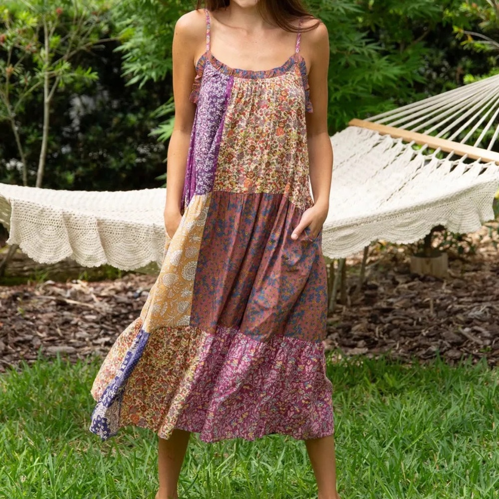 Natural Life Multicolor Patchwork Midi Dress - image 2